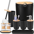 9Pcs Black Bathroom Accessories Set with Trash Can Bathroom Set Black Bathroom Accessories Bathroom Decor
