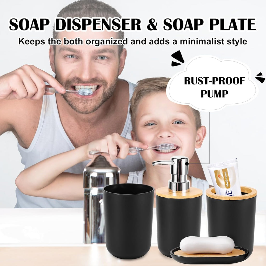 9Pcs Black Bathroom Accessories Set with Trash Can Bathroom Set Black Bathroom Accessories Bathroom Decor