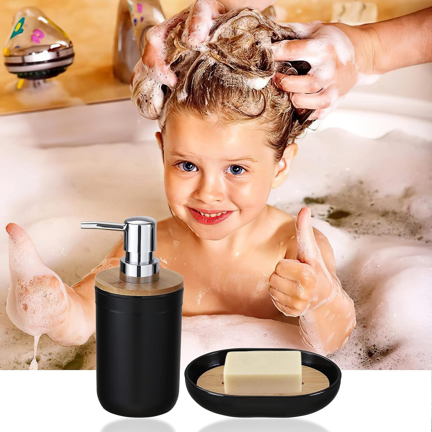 9Pcs Black Bathroom Accessories Set with Trash Can Bathroom Set Black Bathroom Accessories Bathroom Decor