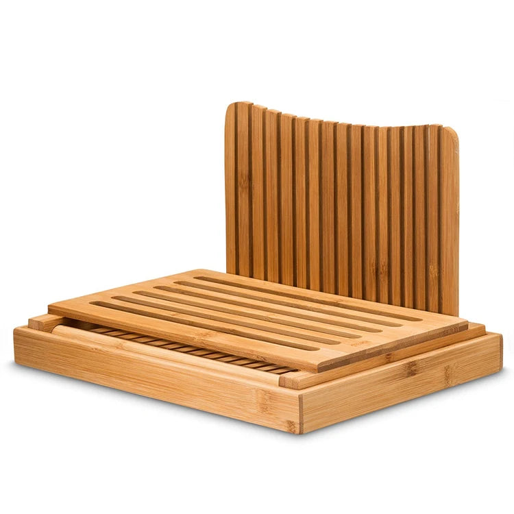 Durable Eco-Friendly Bamboo Bread Slicer & Chopping Block with Dishwasher Safe Modern Design and Custom Logo