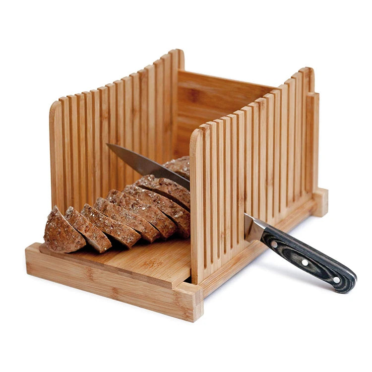 Durable Eco-Friendly Bamboo Bread Slicer & Chopping Block with Dishwasher Safe Modern Design and Custom Logo