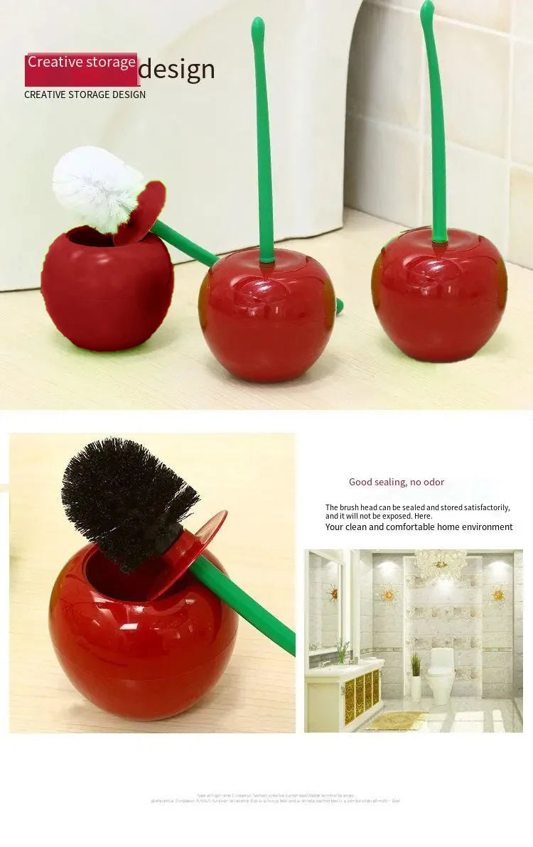 Red Toilet Brush Creative Lovely Cherry Shape Lavatory Toilet Brush Holder Set Toilet Holder Bathroom Accessories